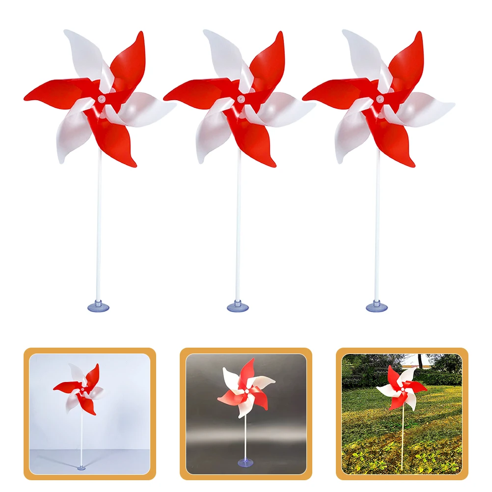 Moulin à vent coloré, 10 pièces, décoration de bureau rouge et blanc, décor de pelouse de jardin, roues à broches d'extérieur pour jouet de jardin