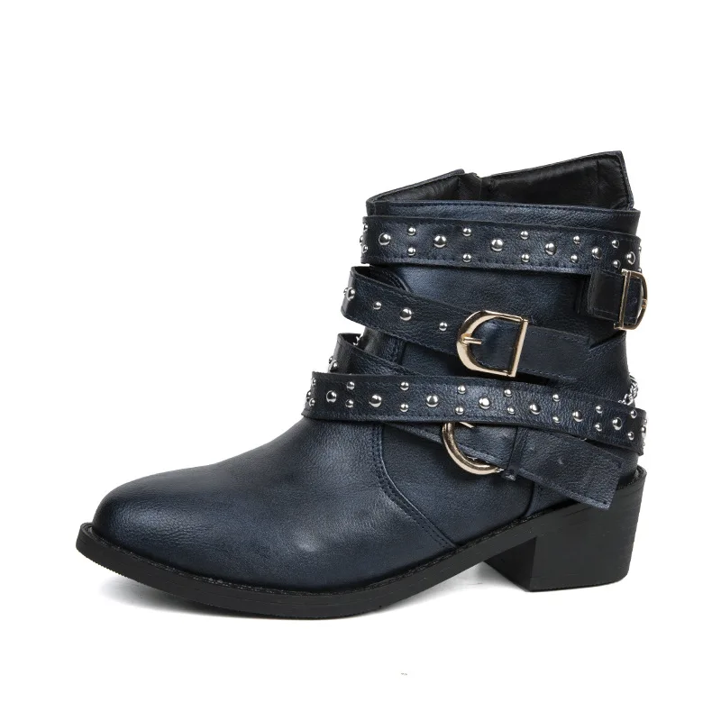 Women Shoes Winter Autumn Women Boots Retro Warm Leisure Buckle Ankle Boots Cross-tied Comfortable Shoes for Women Flat Shoes