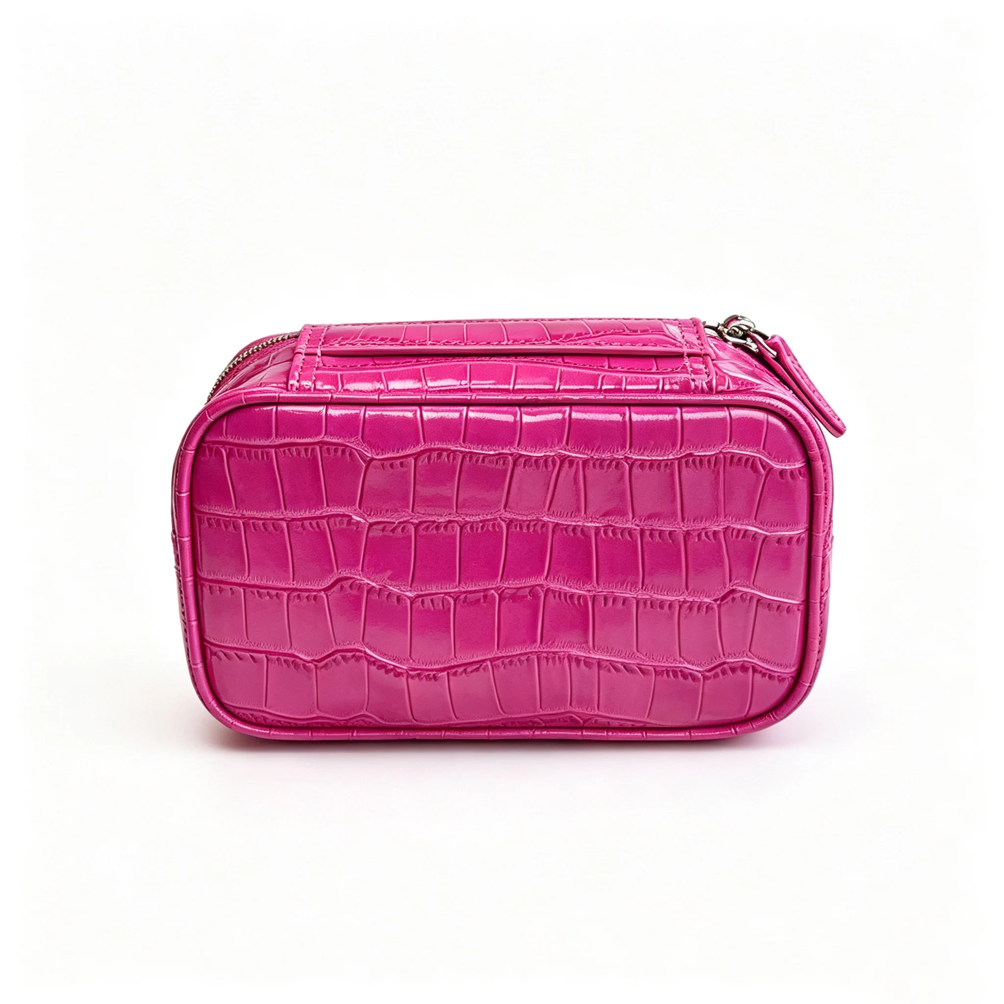 Neue Rosenrote Echte Krokodilleder-Textur Kosmetiktasche Große Kapazität Reise-Tragbare Handtasche Organizer Make-up-Tasche Etui – Detail 14