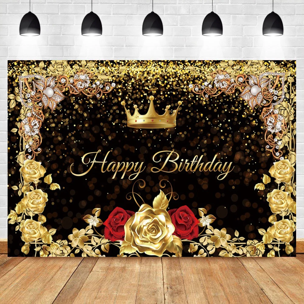 Hitam Merah Muda Dewasa Latar Belakang Spanduk Emas Glitter Balon Dekorasi Pesta Potret Keluarga Fotografi Latar Belakang Dekorasi Ulang Tahun