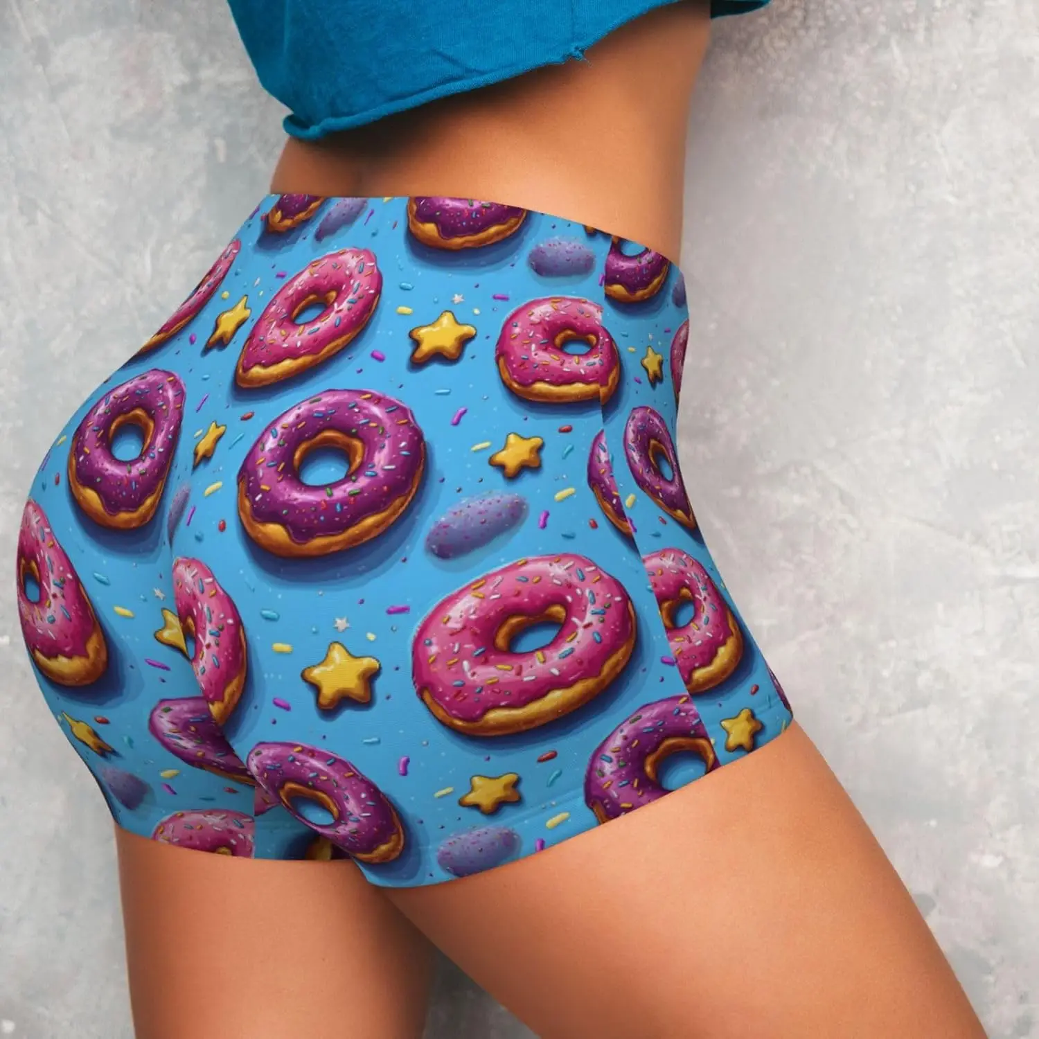 

Женские бесшовные шорты для тренировок Doughnut Sweet — ярко-розовые байкерские шорты из спандекса для йоги и бега в тренажерном зале для женщин