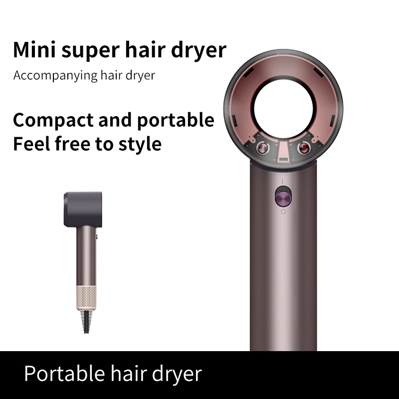 2026 Mini Professional Anion Protable Hair Dryer Bladeless Temperature Control Lightweight With Smooth Styling Nozzles HairDryer