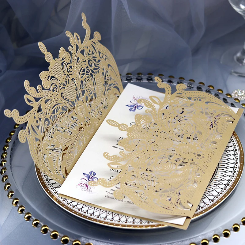 50Pcs Laser Cut Wedding Invitations Card Covers Customized Business Cards Christmas Thanksgiving Day Party Decoration Paper Card