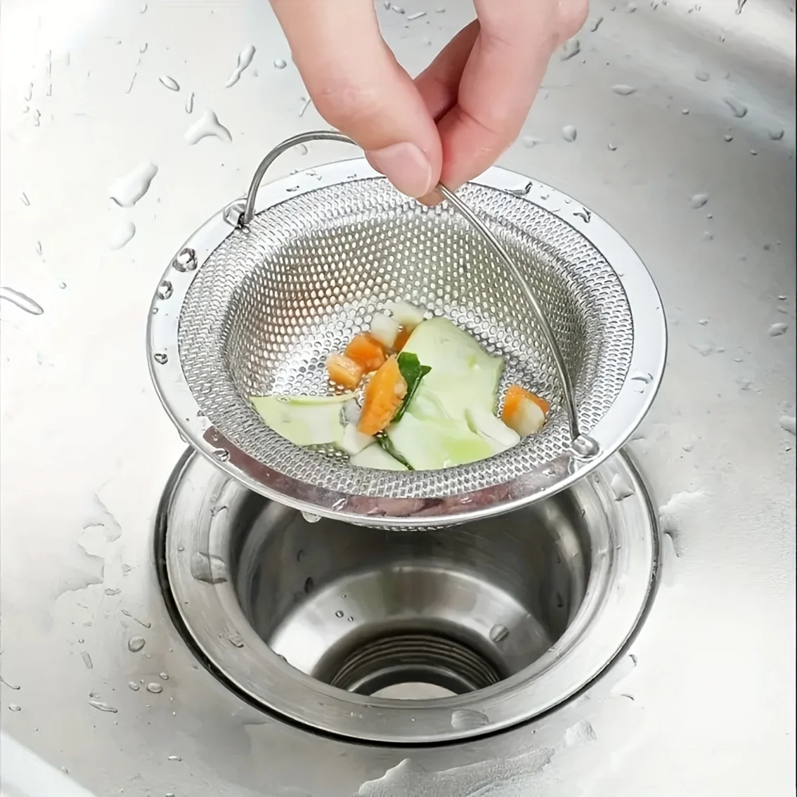 Premium Stainless Steel Kitchen Sink Strainers Anti-Clogging Mesh Drain Stoppers with Deep Baskets,Dishwasher Safe