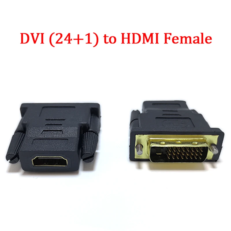 Gold Plated DVI 24+1 Male to HDMI-compatible Female Adapter, 1080P DVI-D Video Converter for PC Monitor HDTV Projector