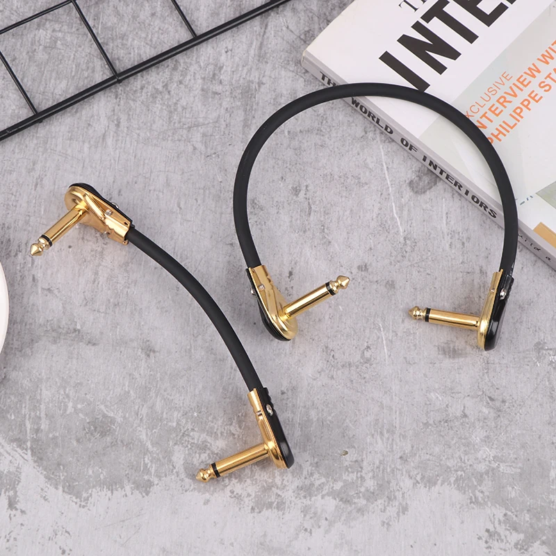 Cable de conexión para guitarra, 15/30CM, 1/4 ", ángulo recto, línea de Audio sin oxígeno para efectos de guitarra, Pedal, instrumentos, enchufe Jack, 1 ud.