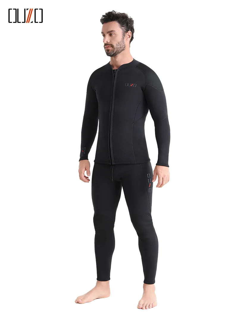 Front Zip Wetsuit Top Men 3mm Wetsuit Jacket Neoprene Long Sleeve for Water Sports Scuba Surfing Swimming Diving Snorkeling