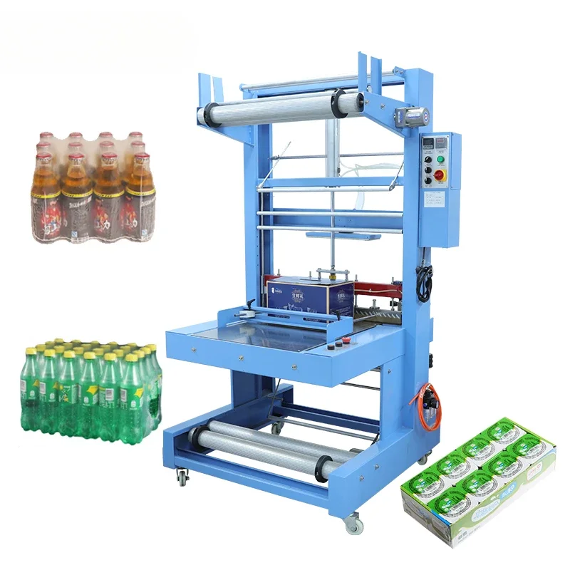 FL-6540 Empuje máquina semiautomática de envasado de botellas de vidrio para botellas de agua mineral, máquina de deformación y encogimiento de trineo