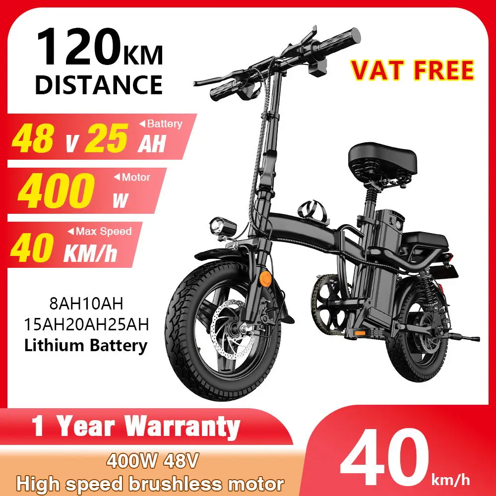 

Factory Foldable Electric Bike 25Ah 48V 400W Lithium Battery 14 Inch Electric Bicycle Folding E-Bike Power Assisted Ebike Adults