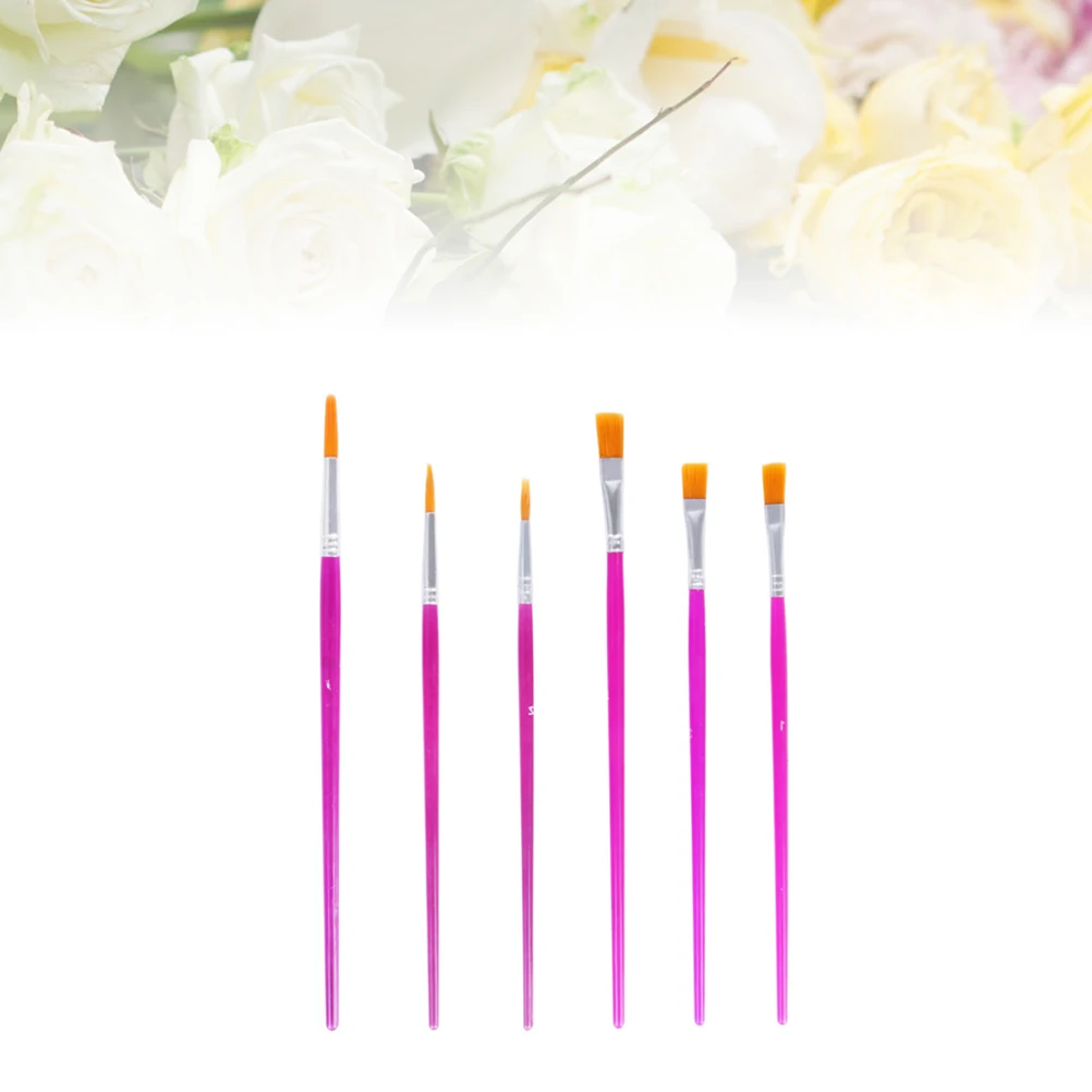 

6 Pcs Oil Brush Set Cake Carving Nail Art Painted Kit Manicure Painting Round Pointed Tip