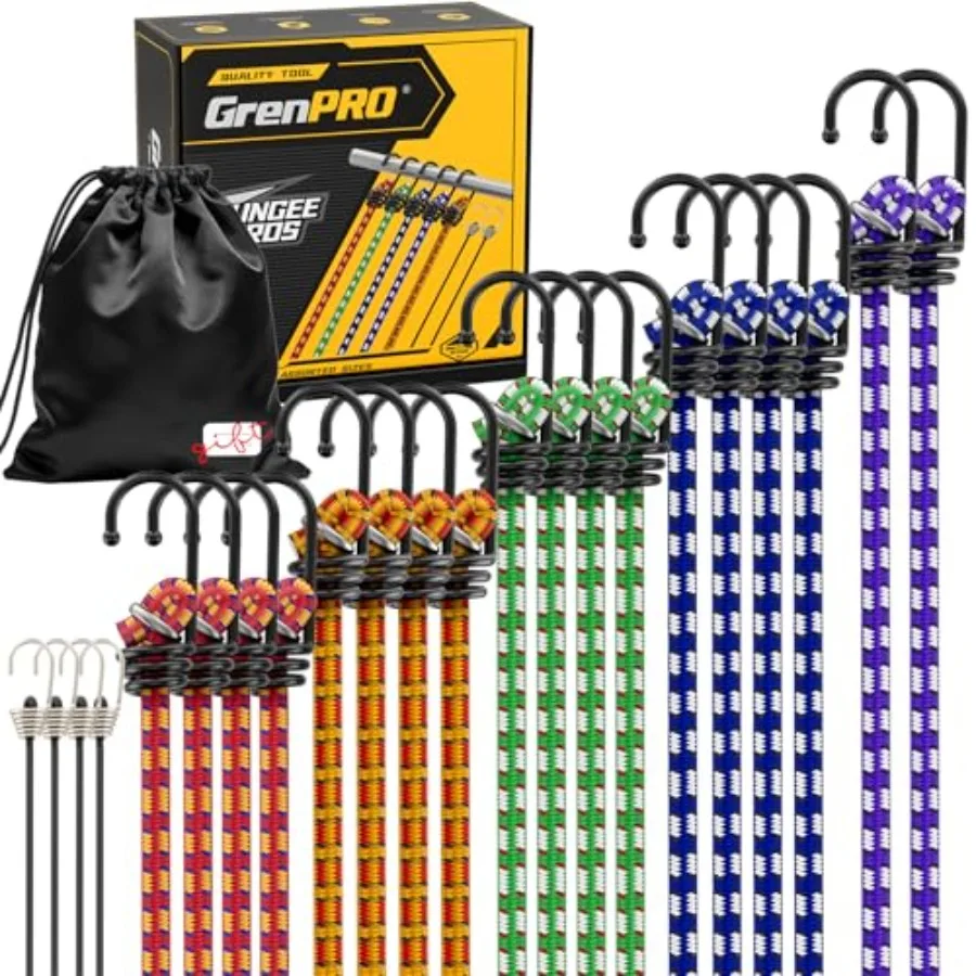 

Premium Bungee Cords Heavy Duty - 22 pcs Bungee Cords with Hooks in A Storage Bag Includes 10" 18" 24" 30" 36" 48" Bungie Cord