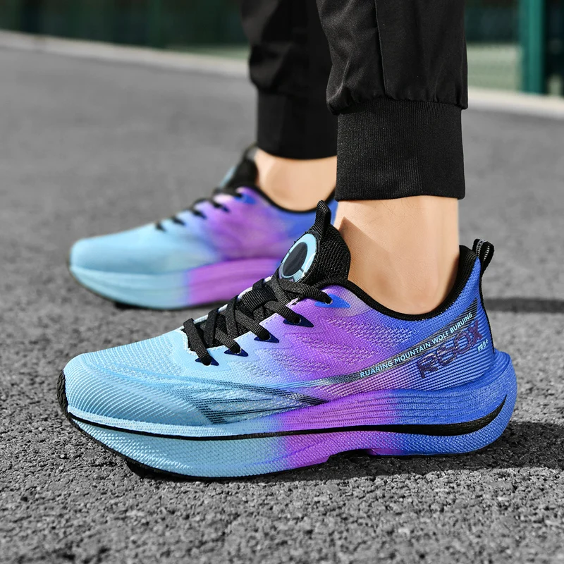 Popcorn Sneakers Ultra-Light Carbon Plate Breathable Running Shoes Racing Student Shock-Absorbing Soft Sole Men's New Running Large Size Shoes