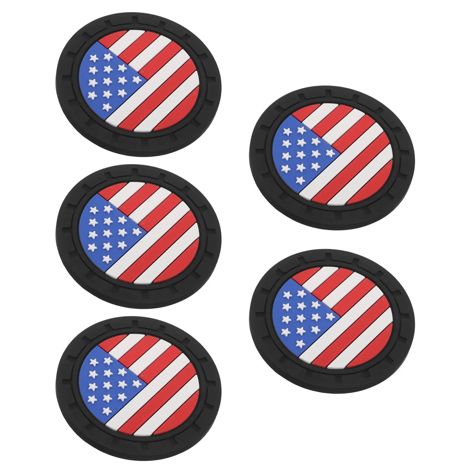 5Pcs American Flag Car Coasters Non-Slip Universal Vehicle Cup Holder Inserts Truck Accessories Men Car Coaster Cup Holder Pad