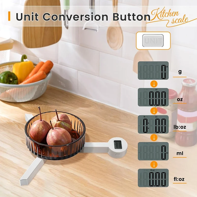 1 PCS High Precision Folding Food Scale, Digital Kitchen Scale With LCD Display White Food Scale For Measuring Healthy Intake