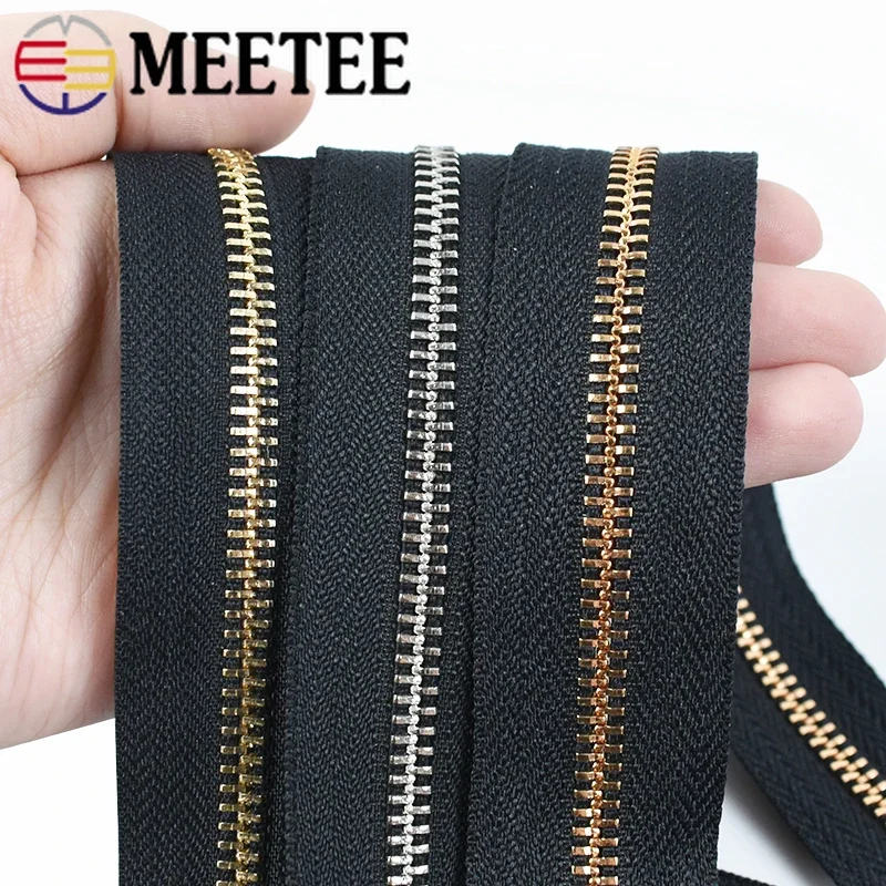 2/5/10Yards 5# Metal Zippers Tapes By The Meter Bag Jacket Clothes Decorative Zipper Repair Kit DIY Tailor Sewing Accessories