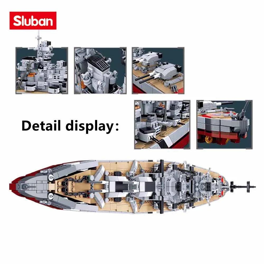 Sluban Building Block Toys Carrier Vessels 1849PCS Model Bricks B1102 Bismarck Battleship Compatbile With Leading Brands