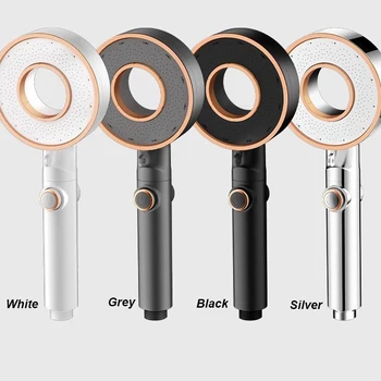 New Three Mode Adjustable Shower Head High Pressure Water Saving Spray Nozzles One Key Sto