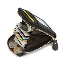 Lychee patterned PU leather multi pocket wallet, unisex organ card bag with zipper, multifunctional ID card bag, card holder