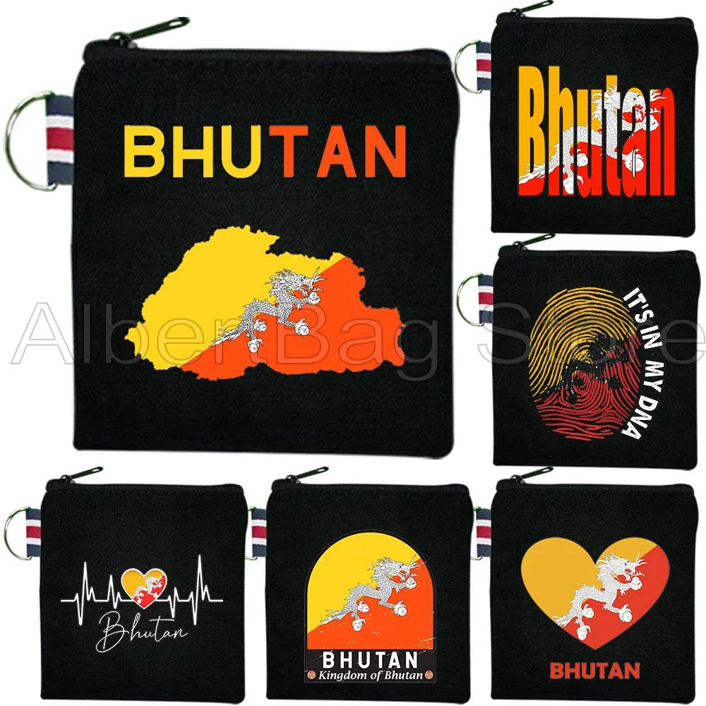 

Bhutan Country Flag Map Bhutanese Gifts Canvas Coin Purse Bag Small Square Key Bag Storage Card Bag Cotton Wallet Zipper Pouch