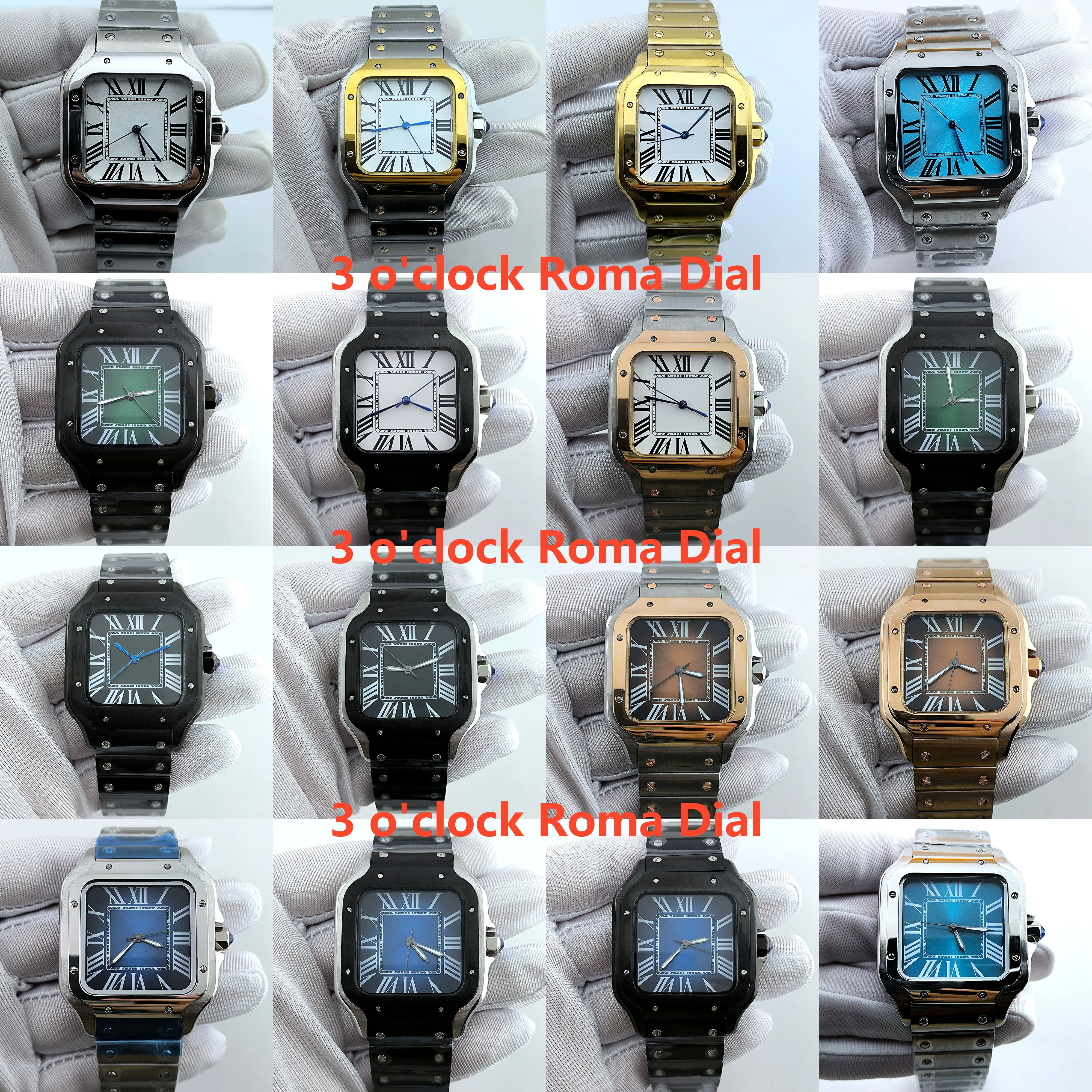 NH35 Watch No logo dial custom Square Dial Roma/Arabic Dial Watch Case Folding Buckle Square Case fit NH35 NH36 movement