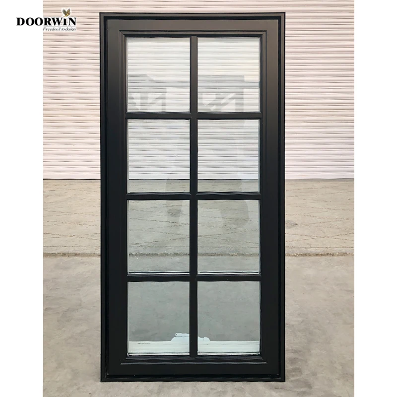 Manufactures NFRC Certified American Style Texas Aluminium Double Glass Window Aluminum Clad Wood Crank Casement Windows