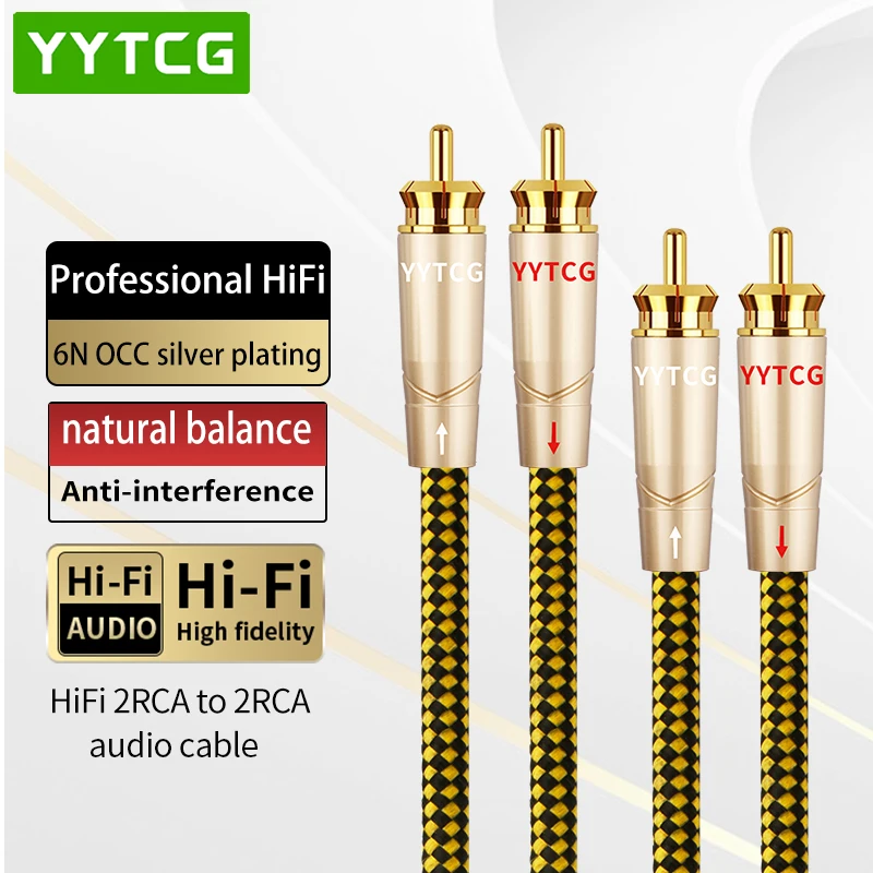 

YYTCG 1 Pair 2RCA to 2 RCA Male to Male Audio Cable Gold-Plated RCA Audio Cable for Home Theater DVD TV Amplifier CD Soundbox