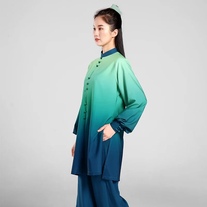 Tai Chi Clothes Women Wushu Clothes Kung Fu Competition Clothes Martial Art Uniform Wrinkle Free 2022 Gradient Light Green