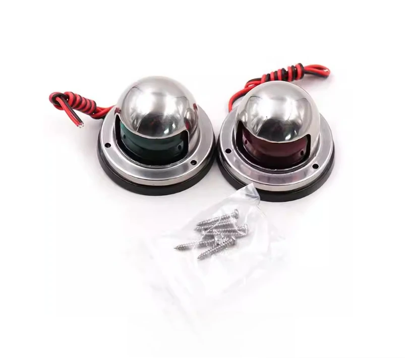 12V Special Signal Light, Stainless Steel Side, Red and Green Indicator, A Pair of Left and Right Lights