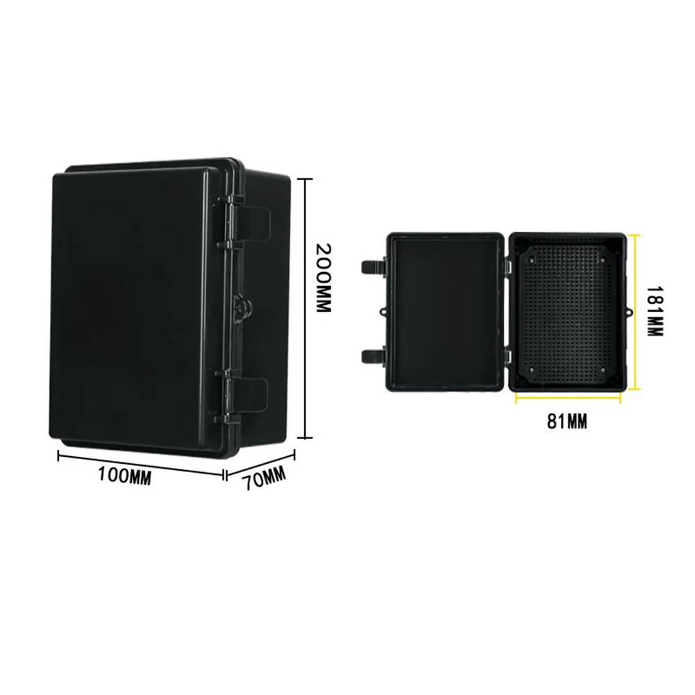 Black Hinged Junction Box IP67 Waterproof 150 x 100 x 70 mm ABS Enclosure for Electrical Components and Cables