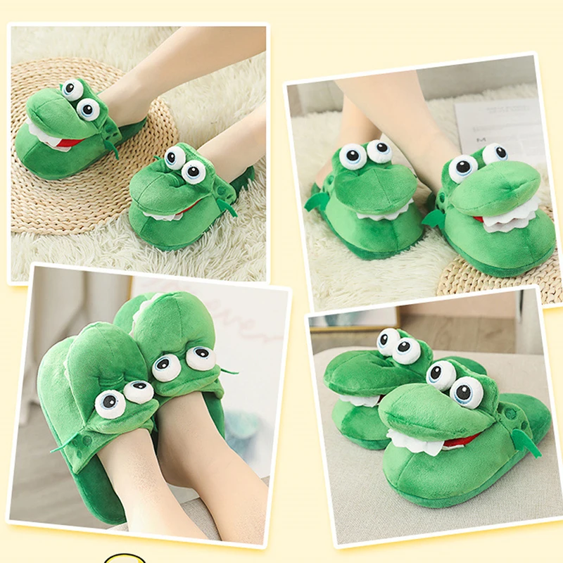 Cartoon Crocodile Cotton Slippers Moving Funny Walking with Open Mouth and Dancing Warm Comfortable Christmas Gift Kids Girl Boy