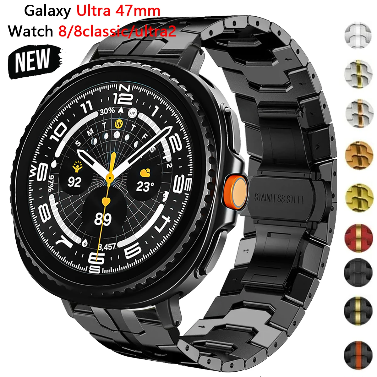 

Ремешок без зазоров для Samsung Galaxy Watch 8 Ultra2, браслет, роскошный браслет из нержавеющей стали для Samsung Galaxy Ultra, аксессуар 47 мм