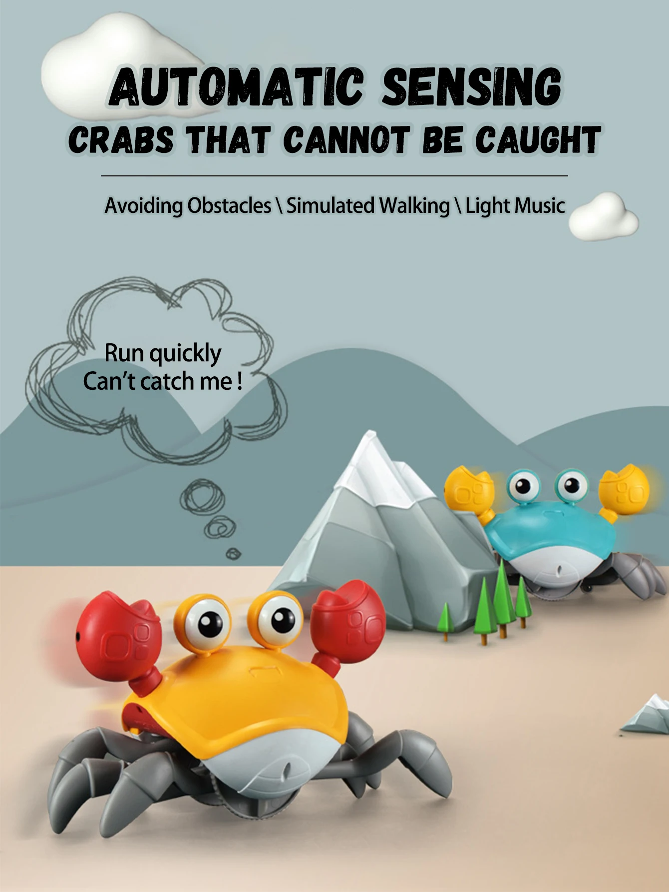 1Pcs Escape Crab Auto-sensing Function Children Crawling Avoiding Obstacles Electronic Pet With Music Baby Walking Toy