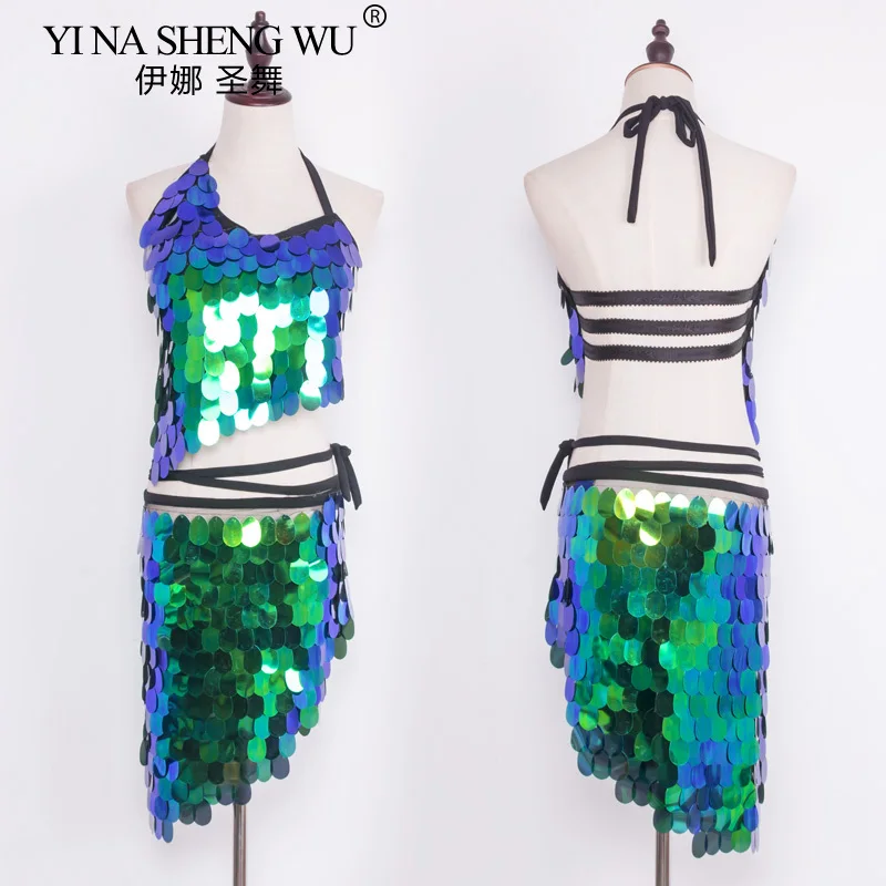 Zeemeermin Lovertjes Hippe Sjaal Voor Buikdansaccessoires Buikdansboon Danspak Buikdansshow Kostuum Set Toneelvoorstelling