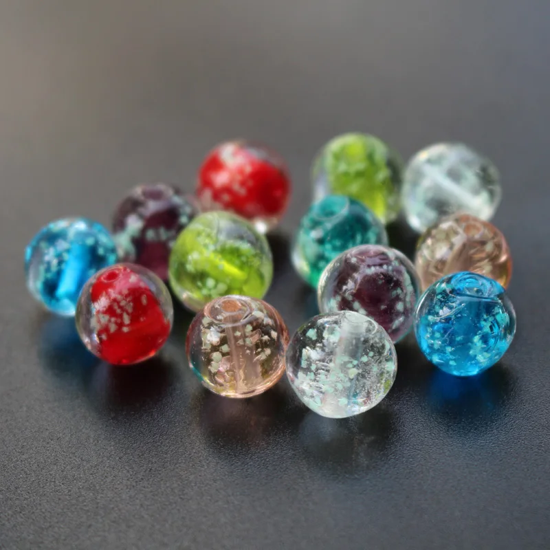 20Pcs LTJ 12mm Luminous Lampwork Glass Beads Simply Round Multi-color Jewelry Making
