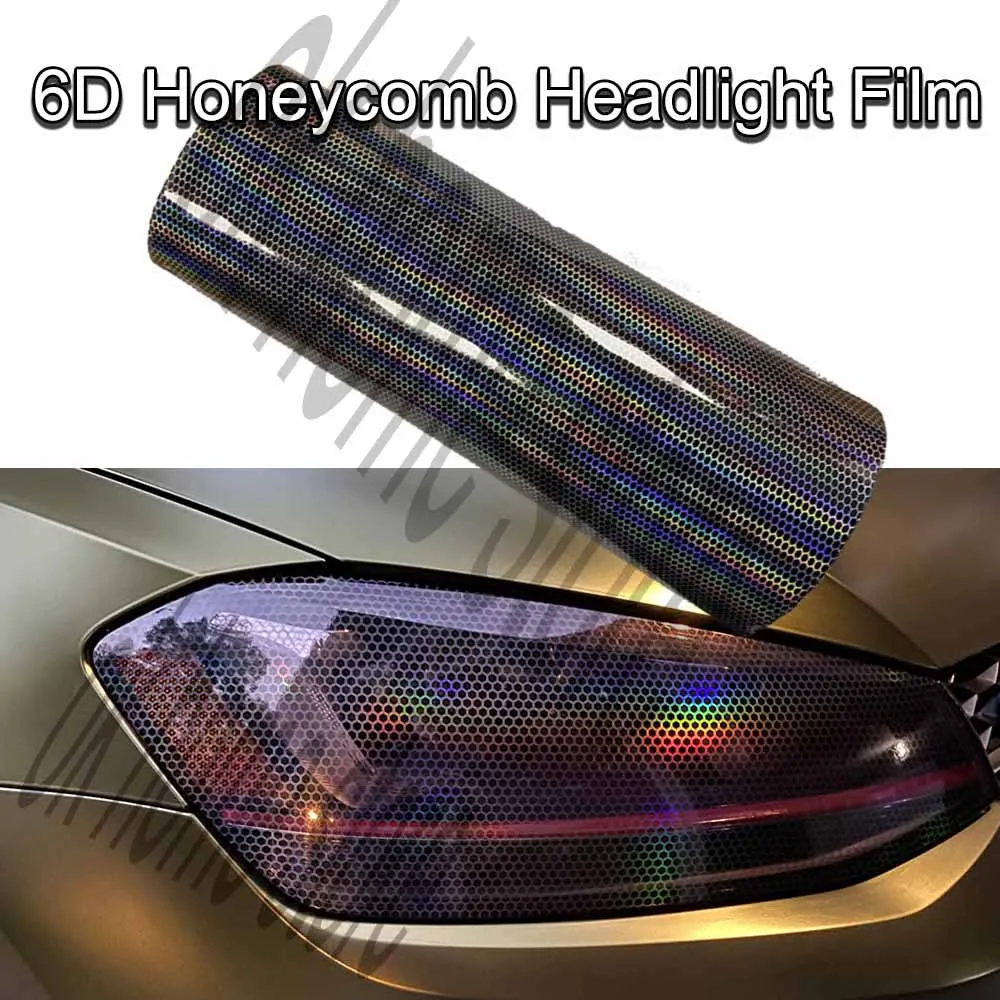 6D Car Laser Honeycomb Hexagon Headlight Taillight Vinyl Film Wrap Car Headlight Tint Films Motorcycle Honeycomb Adhesive Film