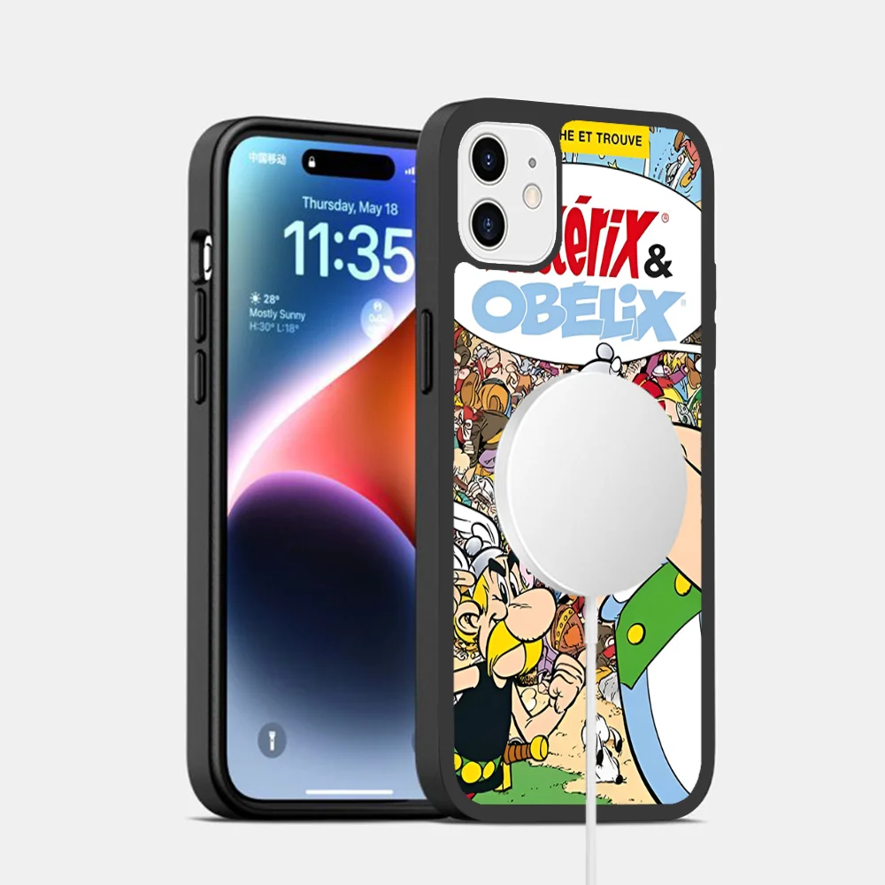 A- Asterix O-Obelix Phone Case Magesafe Magnetic Wireless Charge Case For IPhone 16 11 12 13 14 15 Pro Max Plus Mini #6