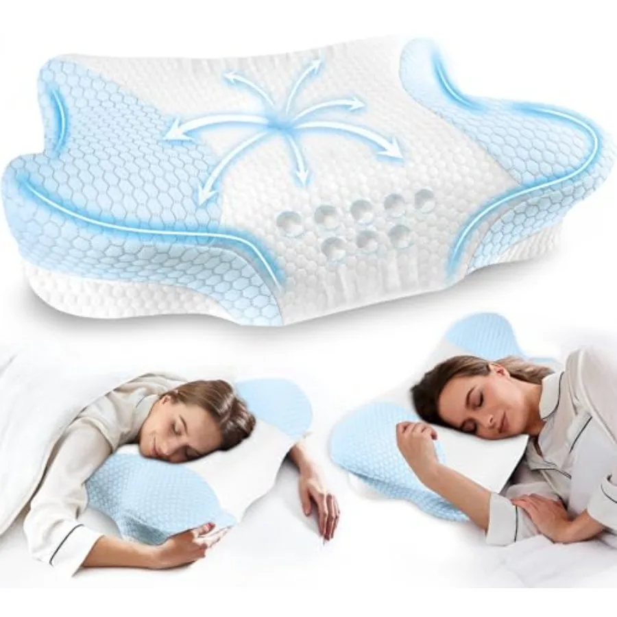 

Ортопедические подушки для шеи с эффектом памяти - Подушки для шеи для снятия боли, контурные подушки из пены с эффектом памяти, эргономичная поддержка шеи - регулируемые