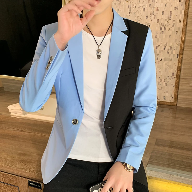 2022 Spring New Gradient Color Suit Jacket Men\'s Streetwear Korean Slim Fit Casual Blazer Wedding Business Clothing Suit Coats