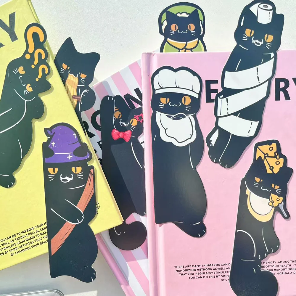 30pcs black cat bookmarks fun animal decoration student office DIY reading books book page labeling paper card creative bookmark