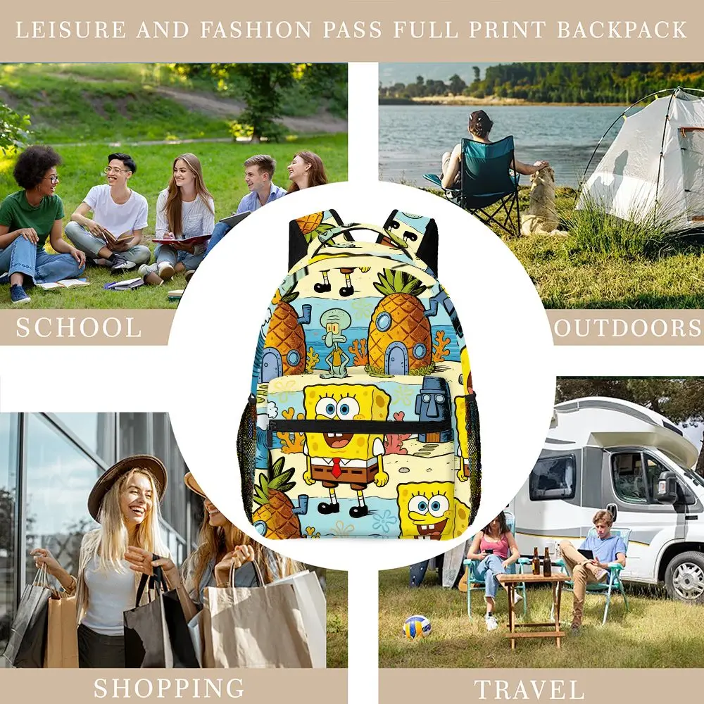 SpongeBob SquarePants Backpack for women, Cartoon Pineapple House Print, Lightweight Travel Backpack with Multiple Pockets - view 4