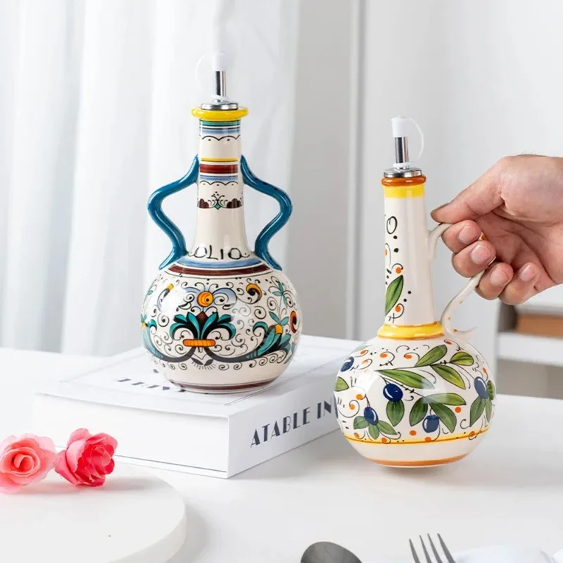 Ceramic Oil Bottle Soy Sauce Bottle Seasoning Jar Kitchen Supplies Nordic Vinegar Oil Dispenser Household Cooking Utensils view 4