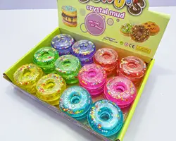 Doughnut Shaped Sparkling Glue Household Toys with High Transparency Glue Added Crystal Mud Beads Flower Pieces Cute Slime