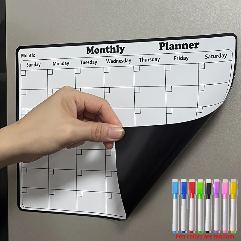 Elegant Magnetic Dry Erase Refrigerator Calendar - Reusable，Easily erasable calendar - The ideal kitchen organizer and decoratio