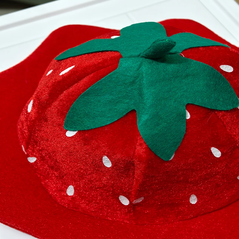 Plush Cute Strawberry Fruit Hat Headgear for Theme Parties Photo Props Carnivals Halloween Strawberry Fashion Cosplay Accessory 6