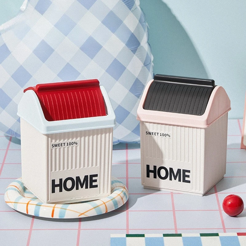 Desktop Trash Can Home Office Bathroom Wash Table Mini Paper Basket Dormitory High Value Trash Can