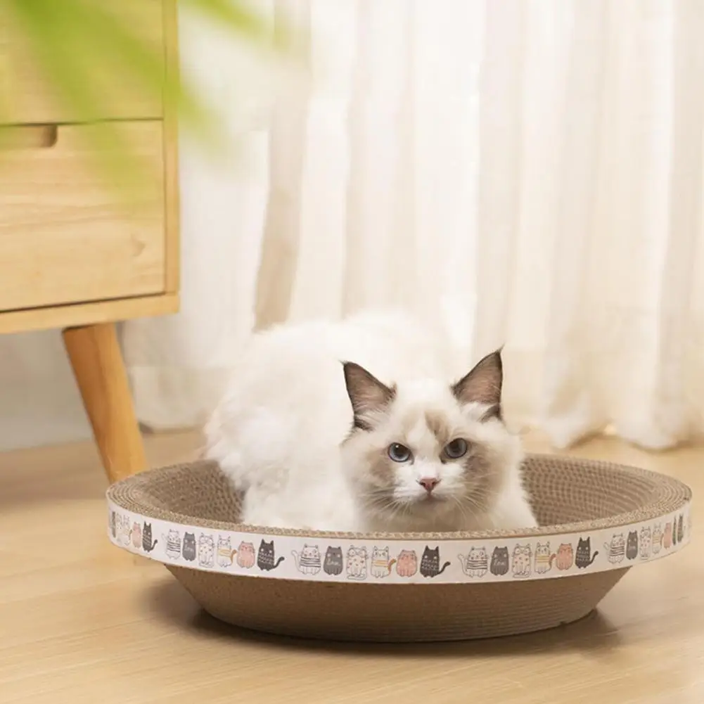 Langlebiges Wellpappe-Kratzbett für Katzen, rund, oval, Kratzmatte, Schale, Nest, nicht haarverlustend, Krallenspielzeug für große Katzen, Ruhegeschenk – Detail 6