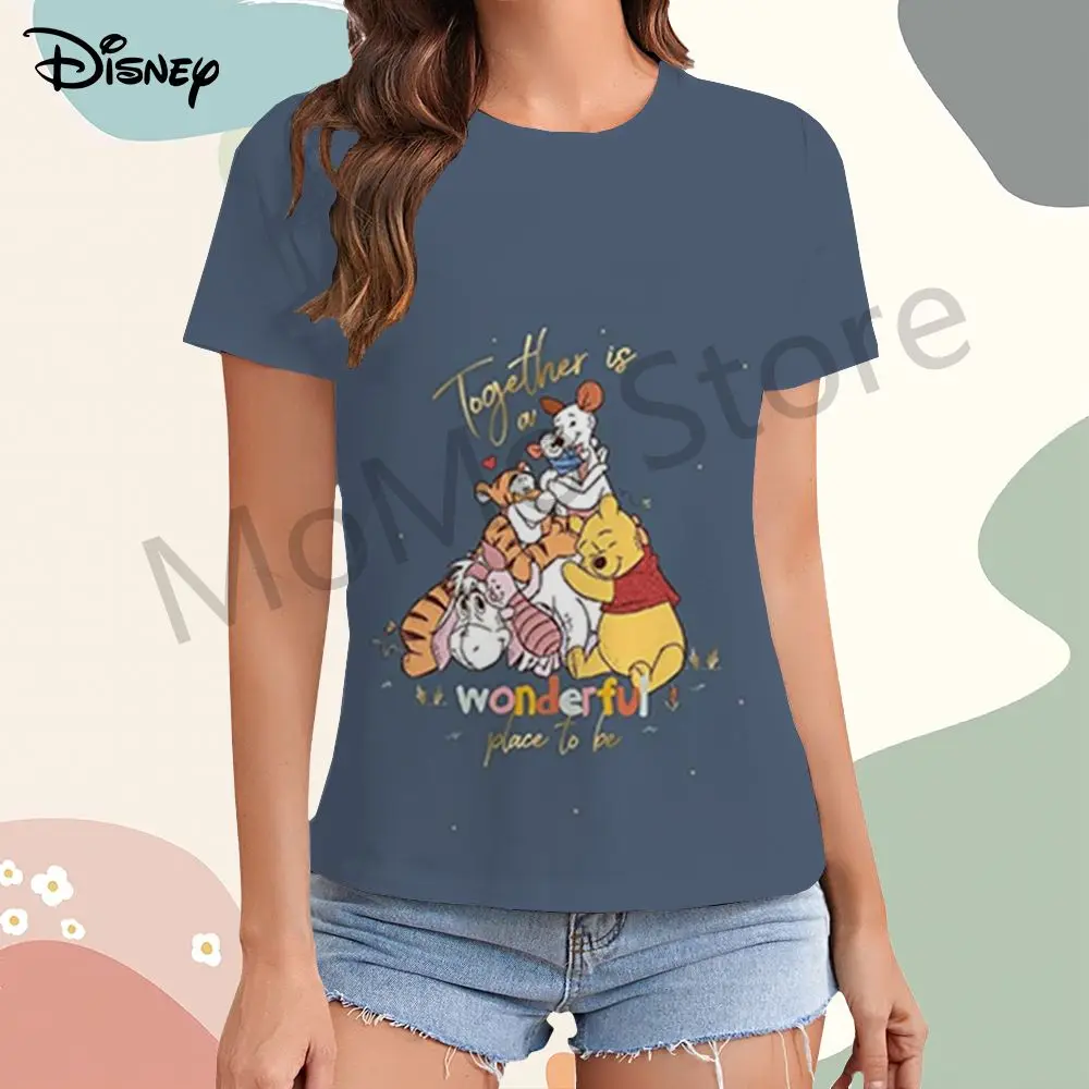 Disney Winnie The Pooh Kawaii Women's T-Shirt Y2k XS-3XL Leisure Streetwear Summer Lovely Short Sleeve O Neck Cheap Clothes New