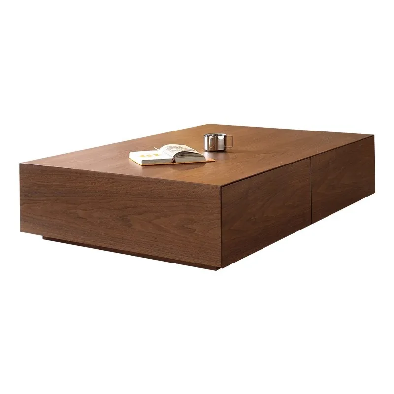 Medieval style solid wood rectangular box coffee table Italian simple living room home walnut color high-end sense
