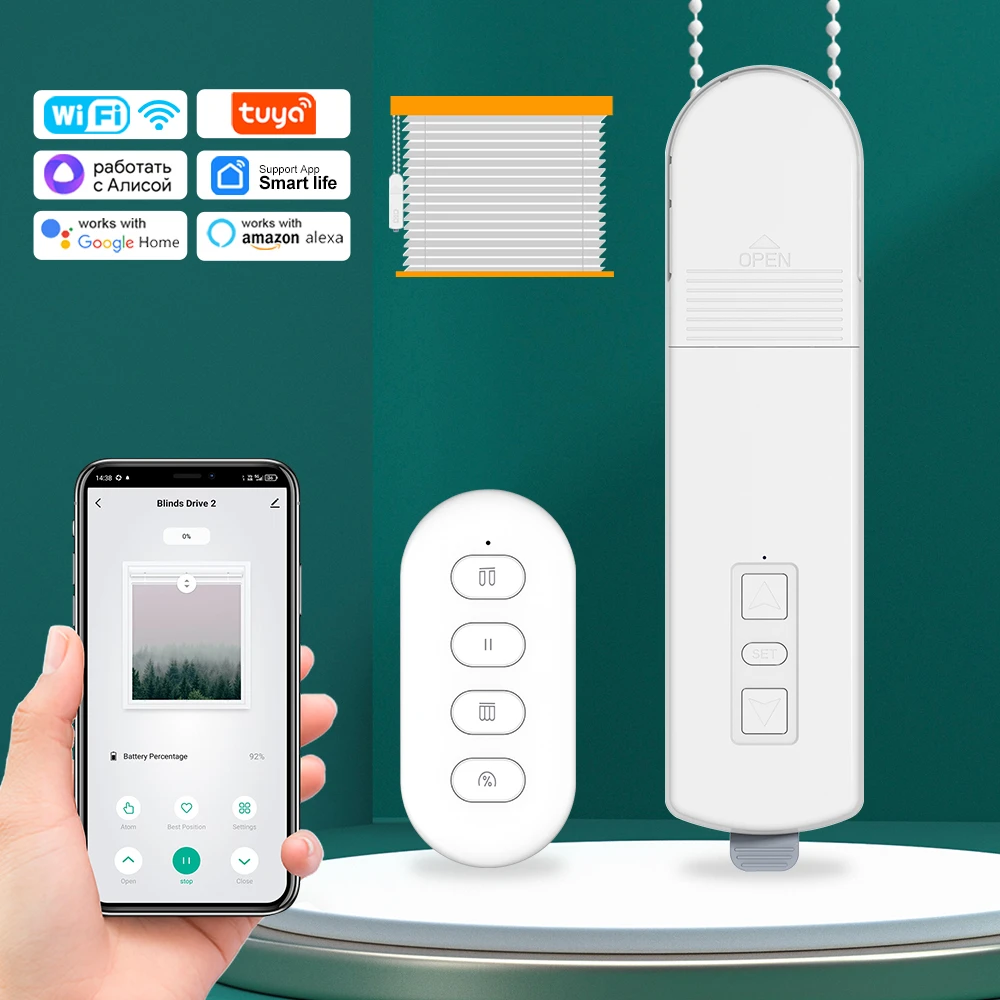Tuya WiFi Smart DIY Motorized Chain Electric Roller Blinds Curtain Motor Shade Shutter Drive With Remote Alexa Google Assistant