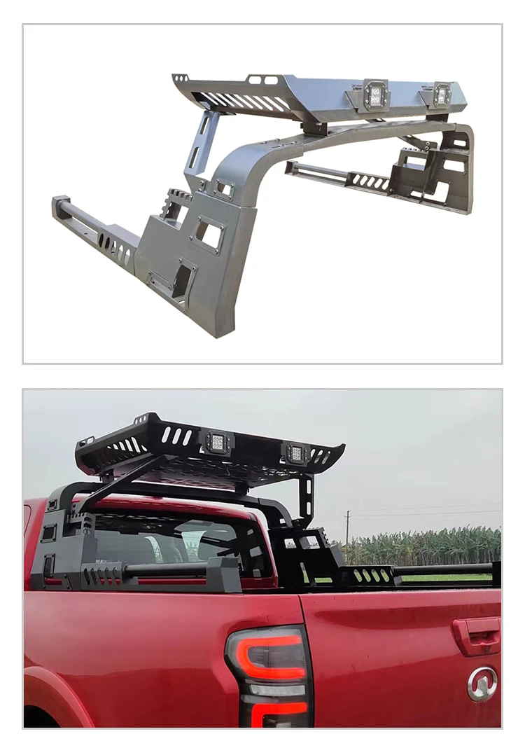 قضيب رياضي ممتاز مضاد للدحرجة مع سلة حامل سقفي لسيارة تويوتا تاكوما كابينة مزدوجة جميع الأسرة 2015-2023